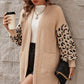 Pocketed Leopard Open Front Cardigan